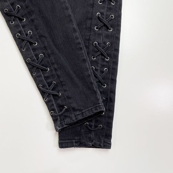 The Kooples Low Rise Braided Jean Zip Stretch Charcoal Wash Black 26 Short - Picture 5 of 8